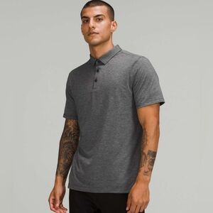 Lululemon Evolution Short Sleeve Polo Shirt Pique Fabric Heathered Black Size S